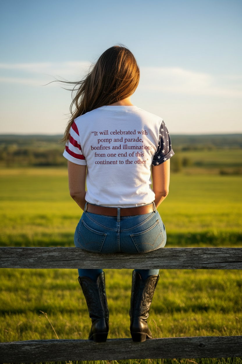 Adult Stars & Stripes T-Shirt | LAT Code Five™ 3976 - white