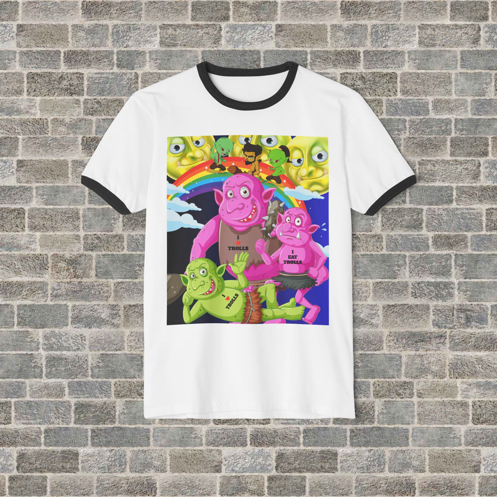 TROLLS LOVE THEM MORE (Unisex Cotton Ringer T-Shirt) white/blk