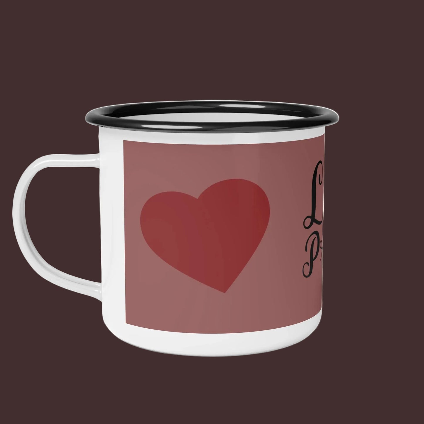 Enamel Camp Cup — "Livin on a Prayer" Heart Graphic Camper Mug|Iamproud2beme Apparel|Woman At The Well Unleashed 🤎