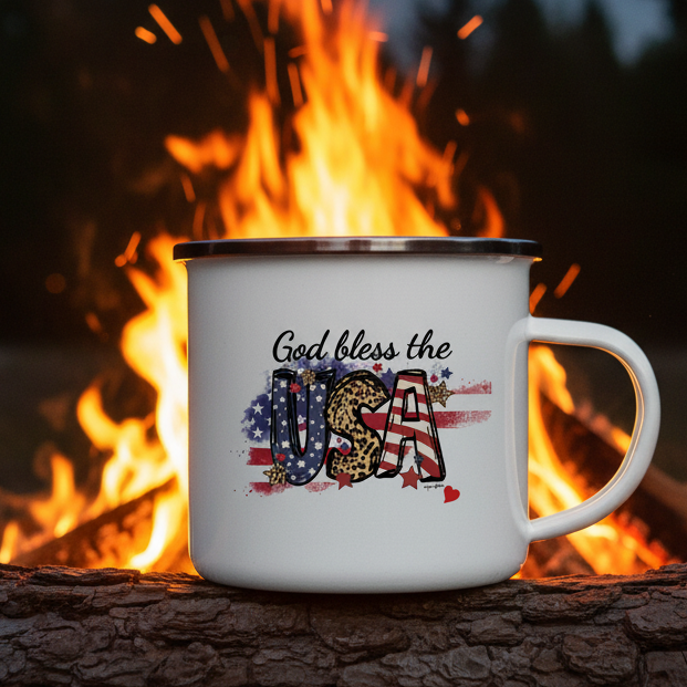Oh My Stars|God Bless The USA|Camper Mug - white