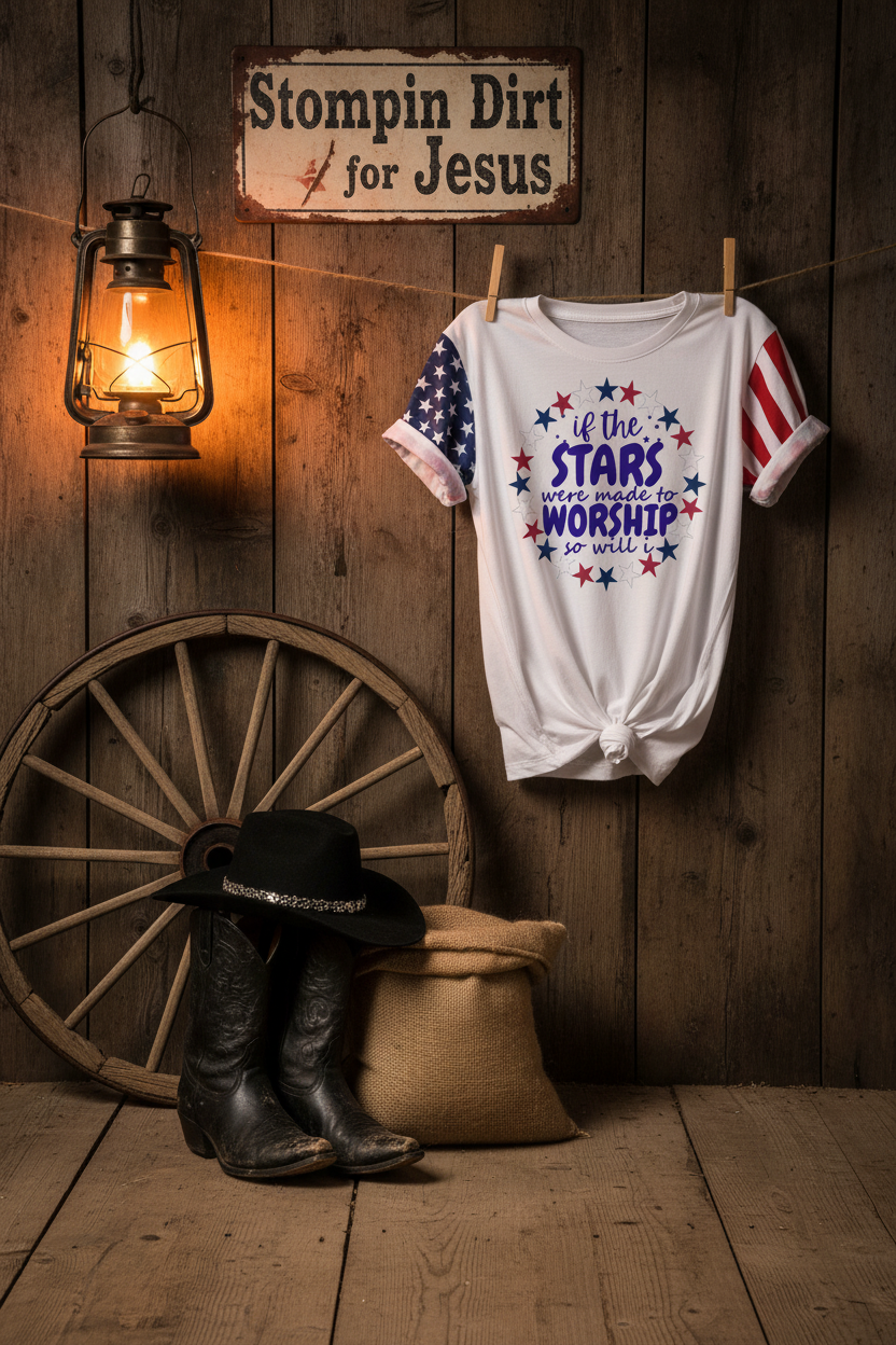 Adult Stars & Stripes T-Shirt | LAT Code Five™ 3976 - white
