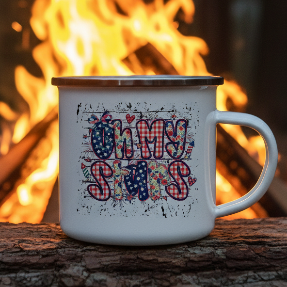Oh My Stars|God Bless The USA|Camper Mug - white