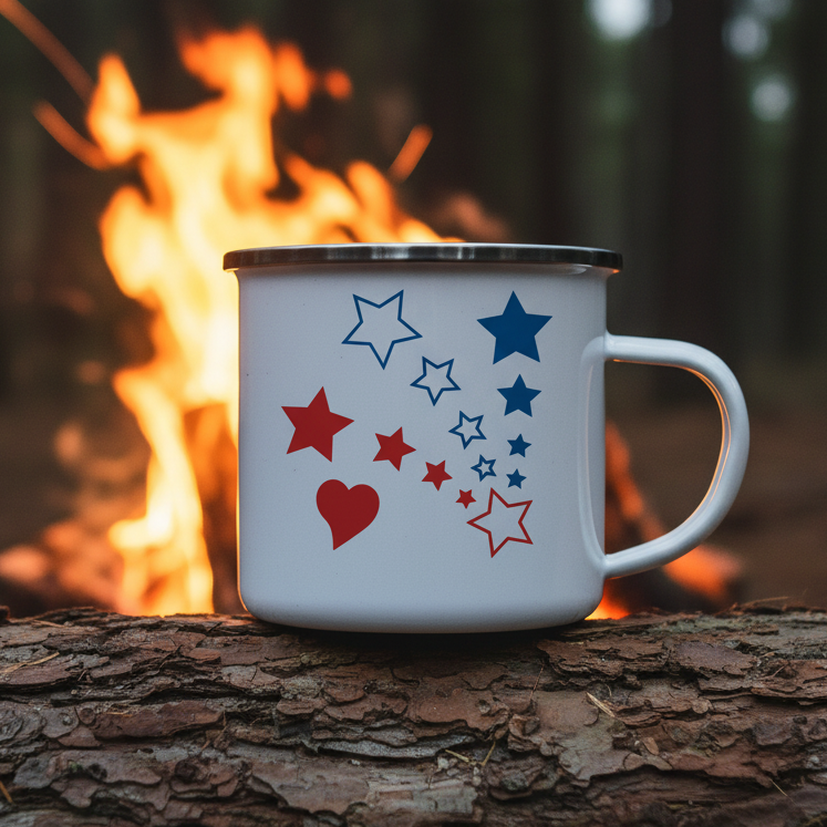 🇺🇸Oh My Stars Camper Mug|stainless steel|12oz. - white