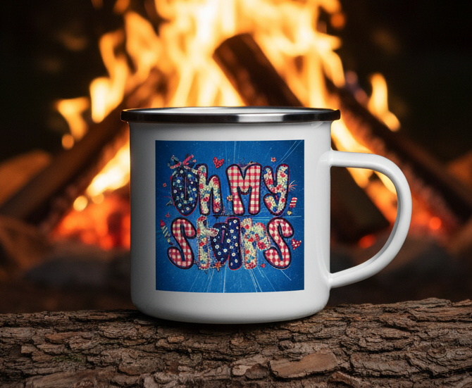 🇺🇸Oh My Stars Camper Mug|stainless steel|12oz. - white
