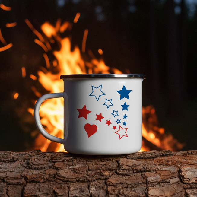 🇺🇸Oh My Stars Camper Mug|stainless steel|12oz. - white