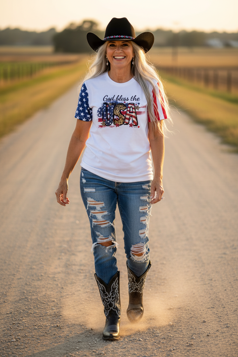 Adult Stars & Stripes T-Shirt | - white