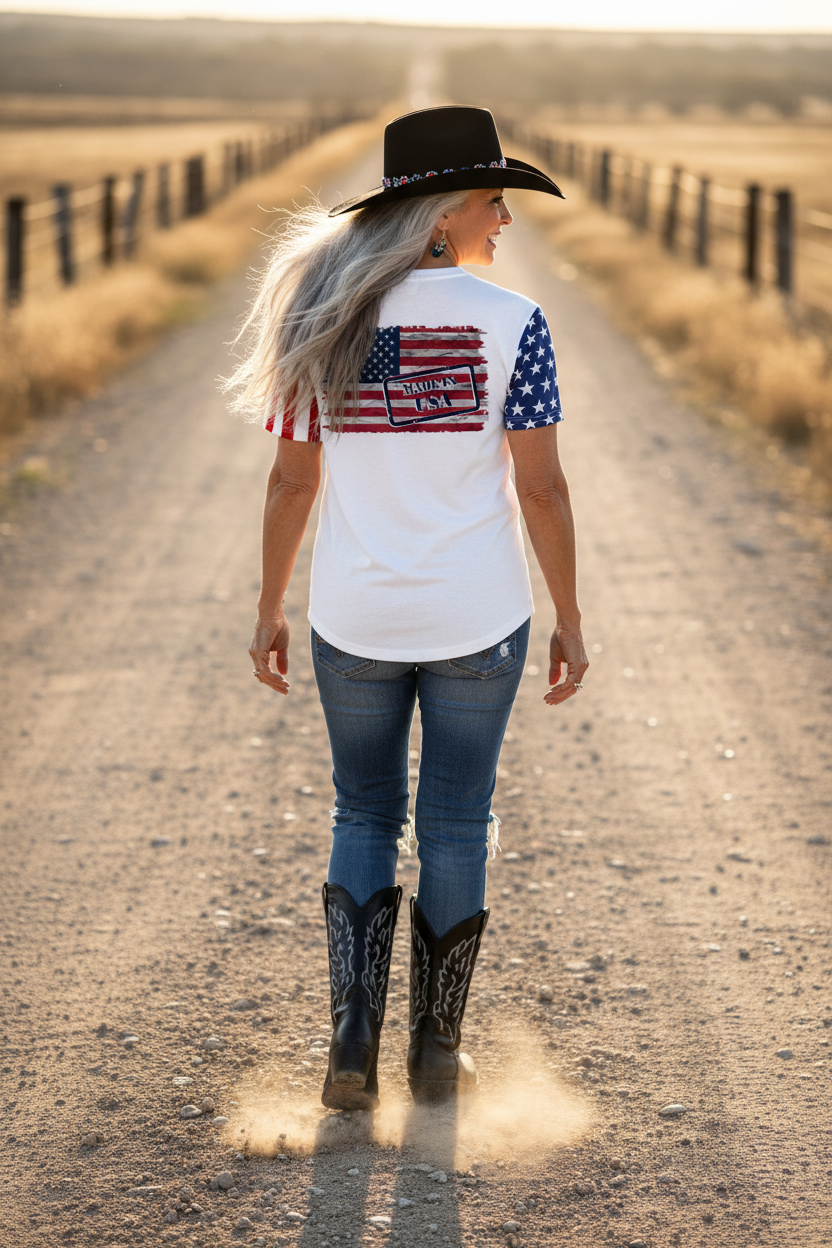 Adult Stars & Stripes T-Shirt | - white