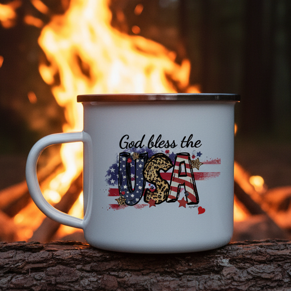 Oh My Stars|God Bless The USA|Camper Mug - white