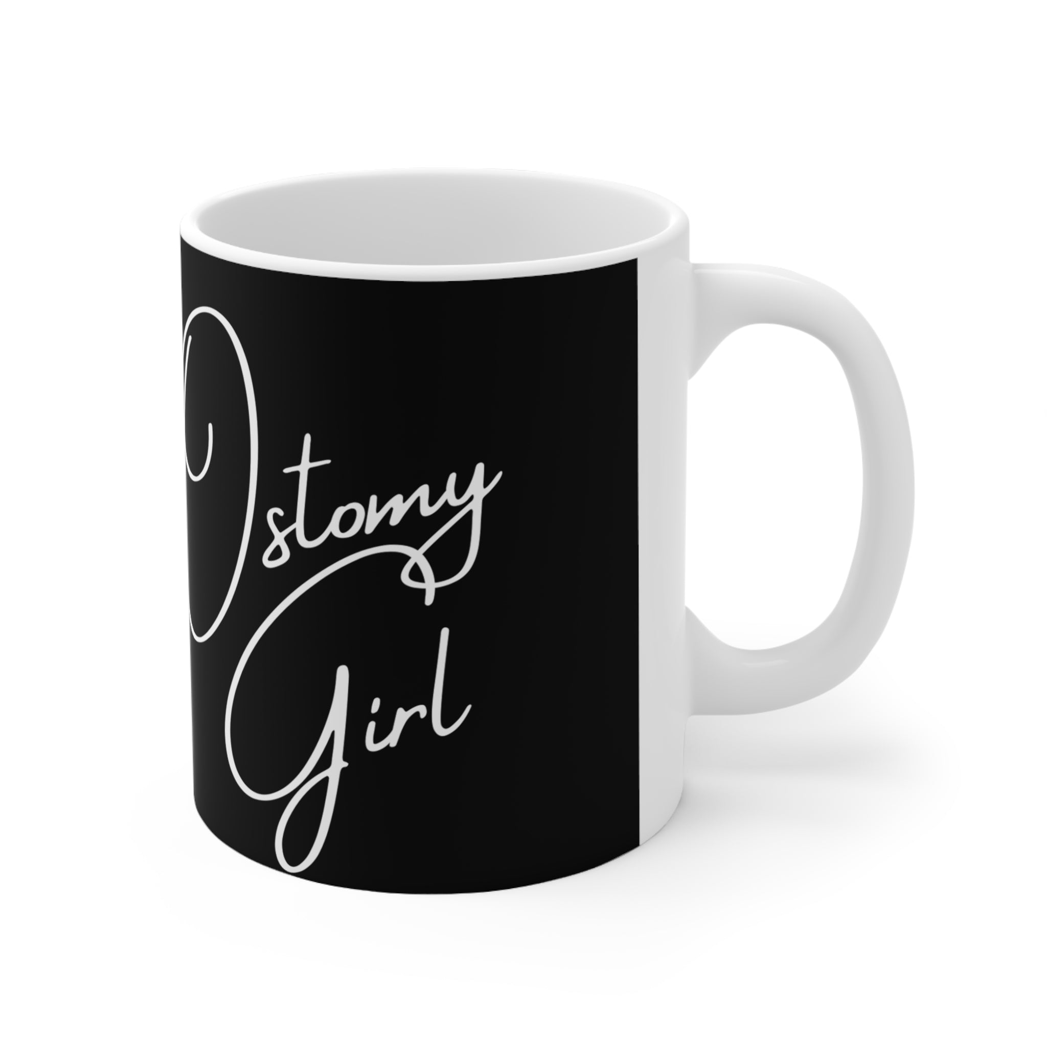 OSTOMY GIRL Black Ceramic Mug 11oz