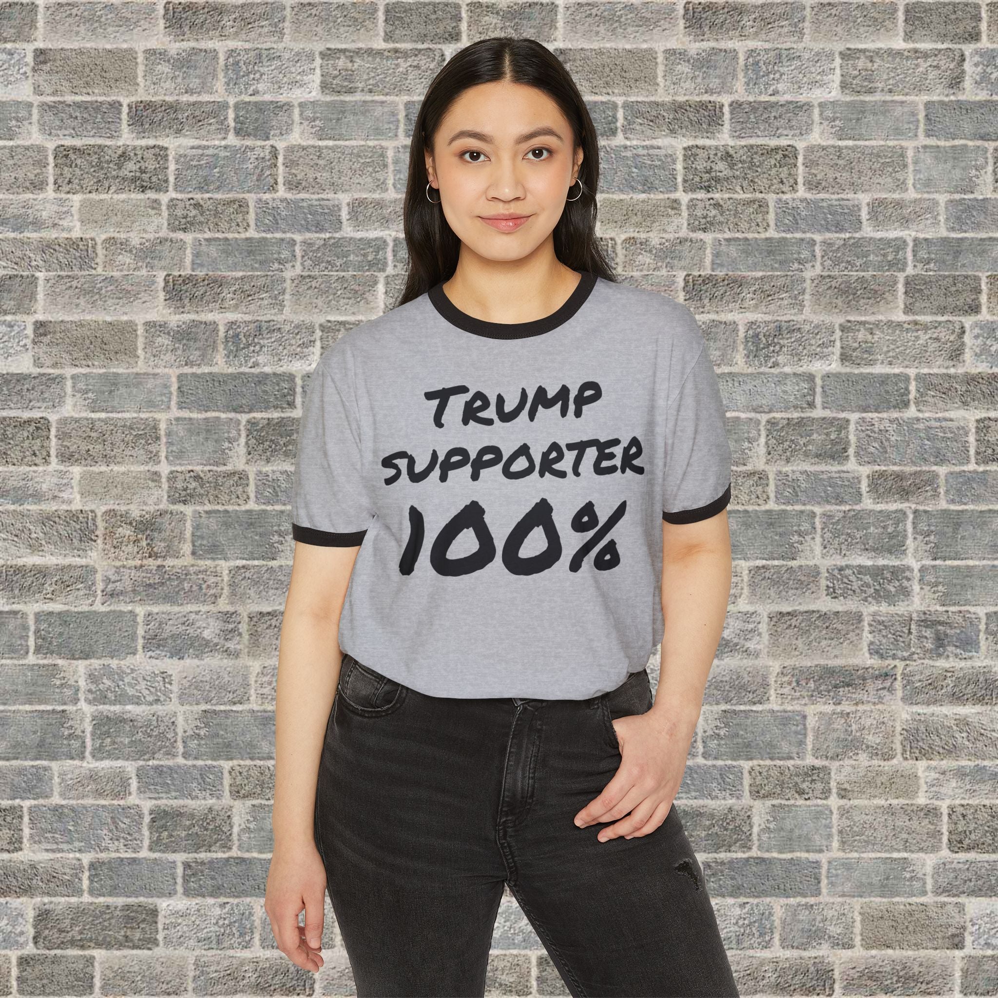 TRUMP SUPPORTER 100% (Cotton Ringer T-Shirt)