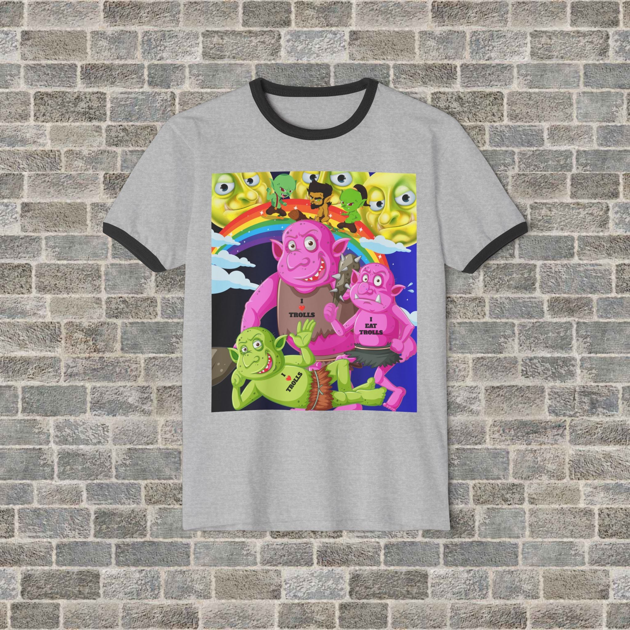 TROLLS LOVE THEM MORE (Unisex Cotton Ringer T-Shirt) white/blk