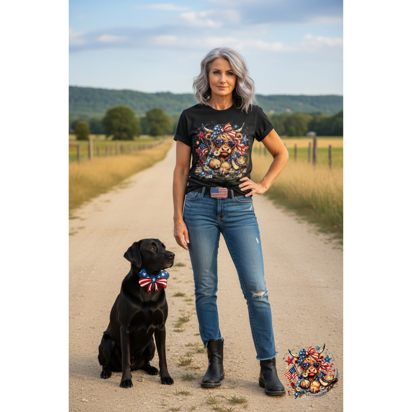 Red, White, & Moo Patriotic Highland Cow T-shirt|Comfort Colors®|Iamproud2beme Apparel| Woman At The Well Unleashed
