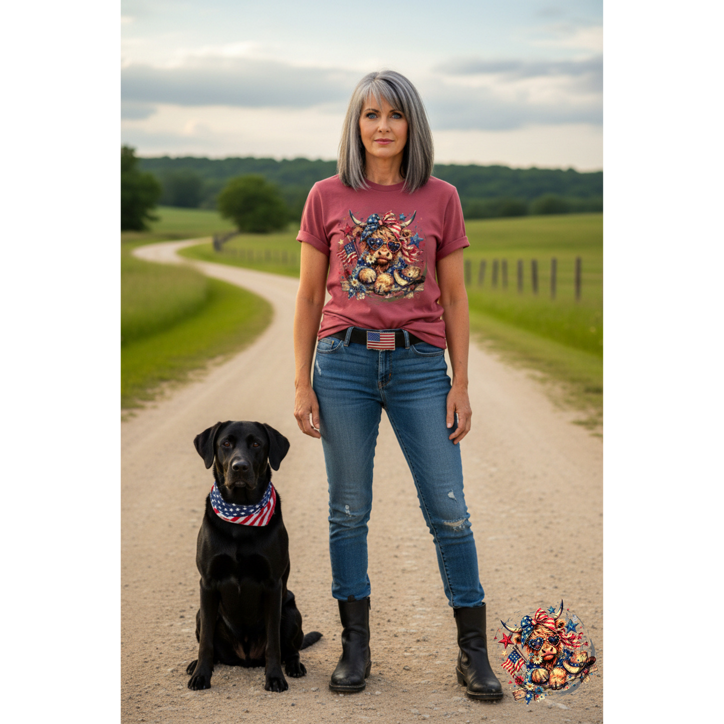 Red, White, & Moo Patriotic Highland Cow T-shirt|Comfort Colors®|Iamproud2beme Apparel| Woman At The Well Unleashed