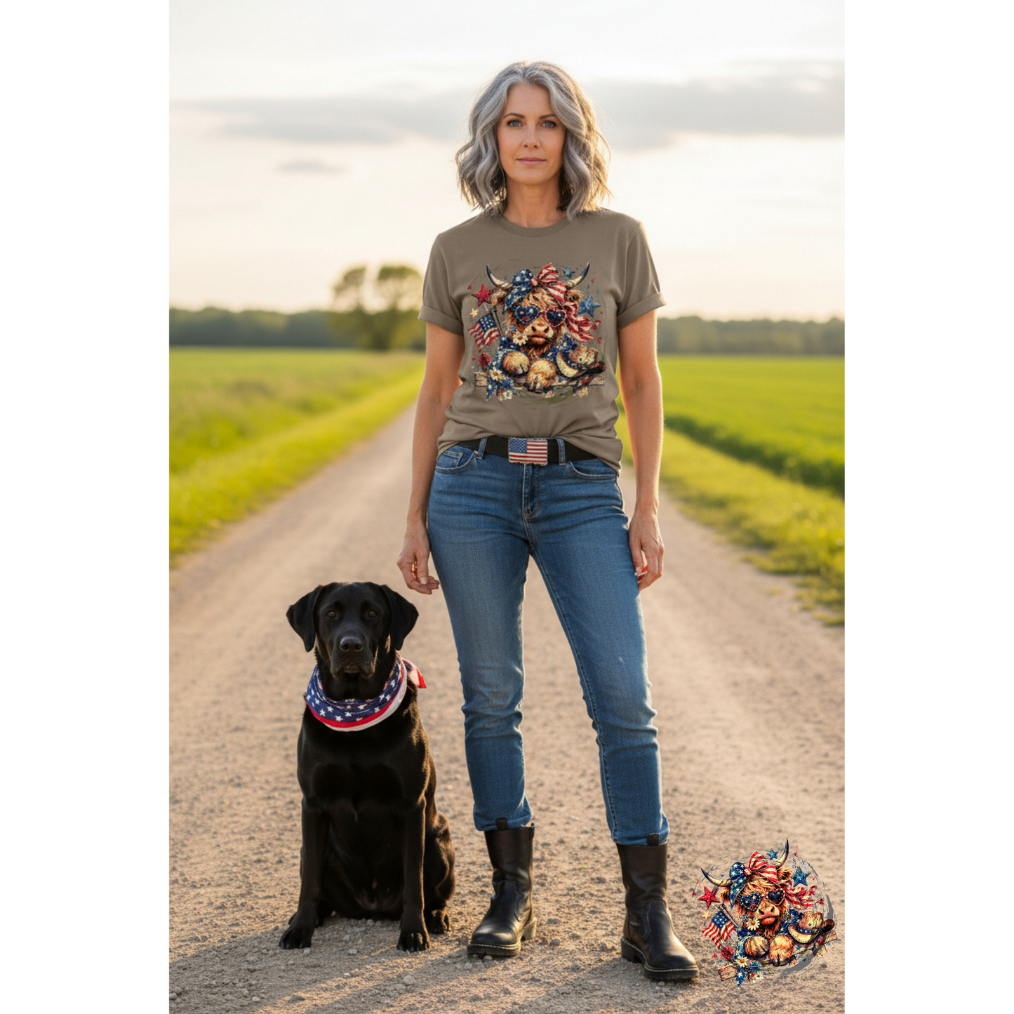 Red, White, & Moo Patriotic Highland Cow T-shirt|Comfort Colors®|Iamproud2beme Apparel| Woman At The Well Unleashed