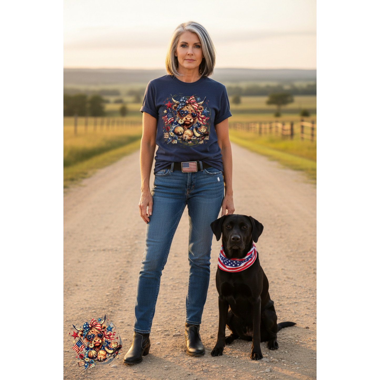 Red, White, & Moo Patriotic Highland Cow T-shirt|Comfort Colors®|Iamproud2beme Apparel| Woman At The Well Unleashed