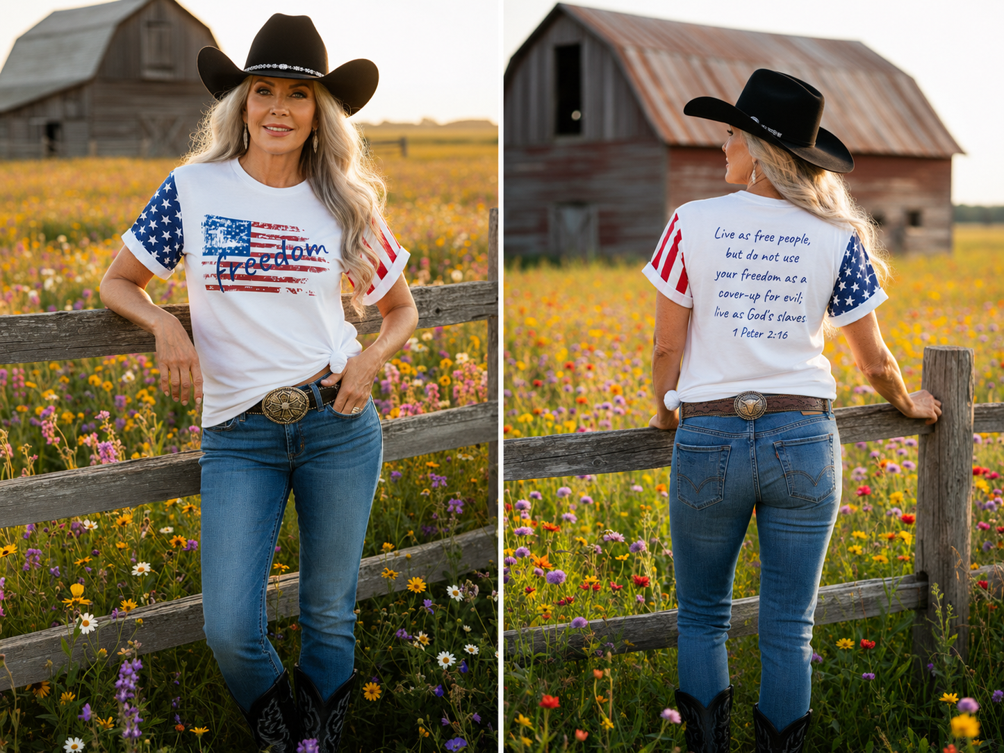 Stars & Stripes|Freedom in Christ|Patriotic Faith T-Shirt|amproud2beme Apparel|Woman At The Well Unleashed