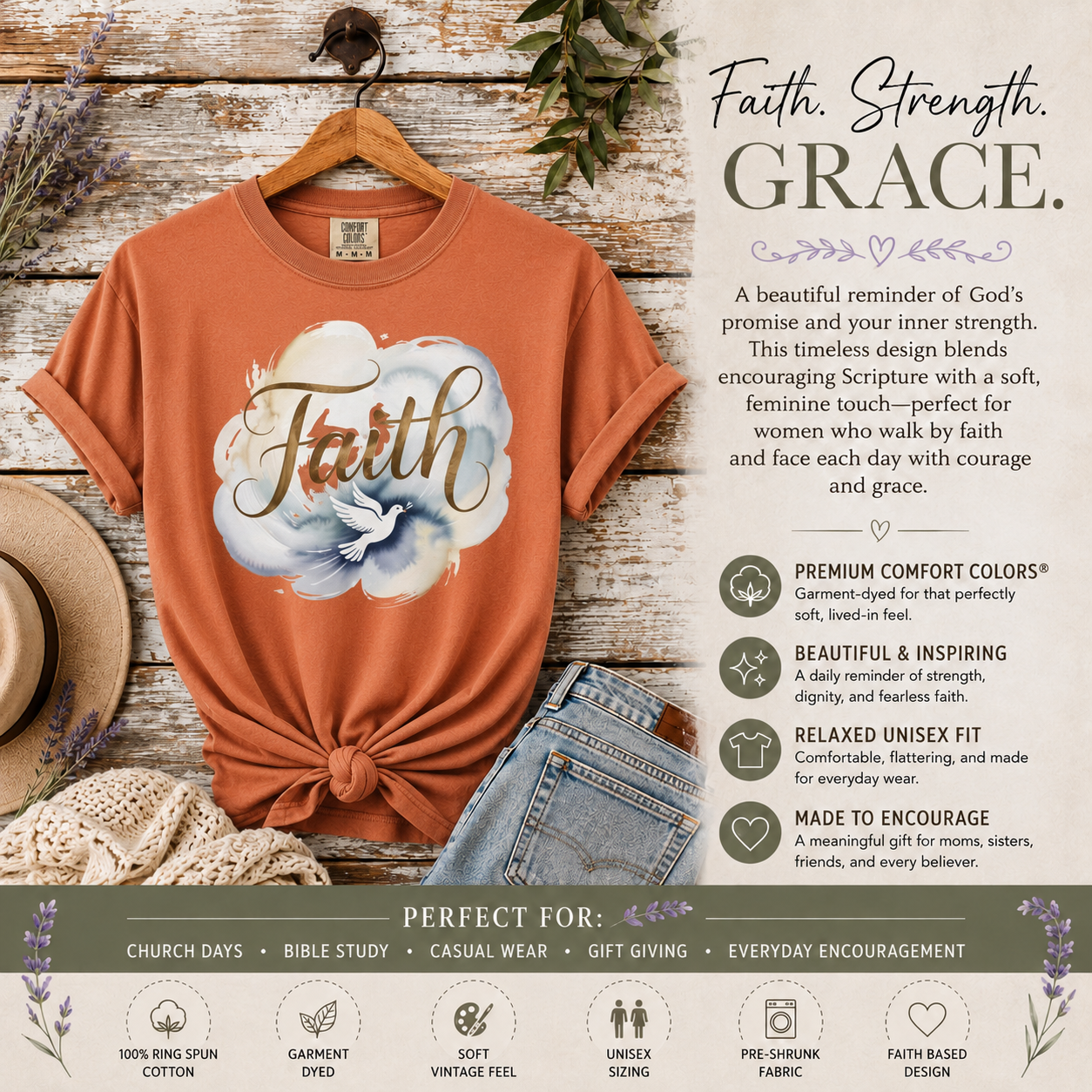 Faith Dove: Live by Faith, Not by Sight Fashion T-Shirt|Woman At The Well Unleashed