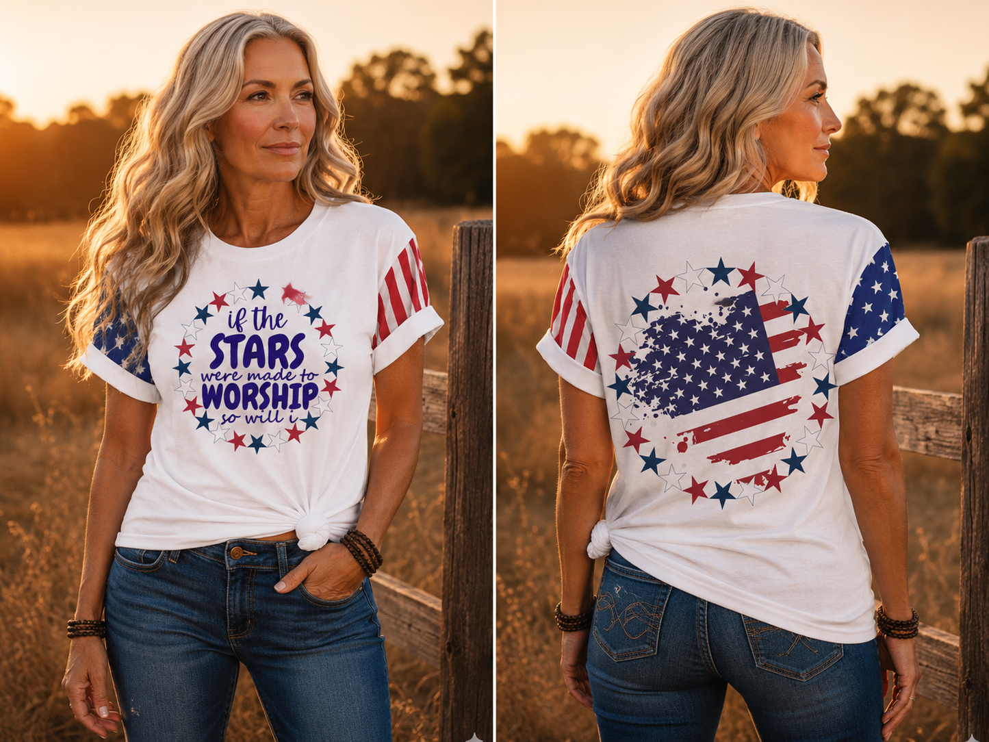 If the Stars Were Made to Worship, So Will I |Patriotic Faith T-Shirt|Iamproud2beme Apparel|Woman At The Well Unleashed|Fourth of July Collection