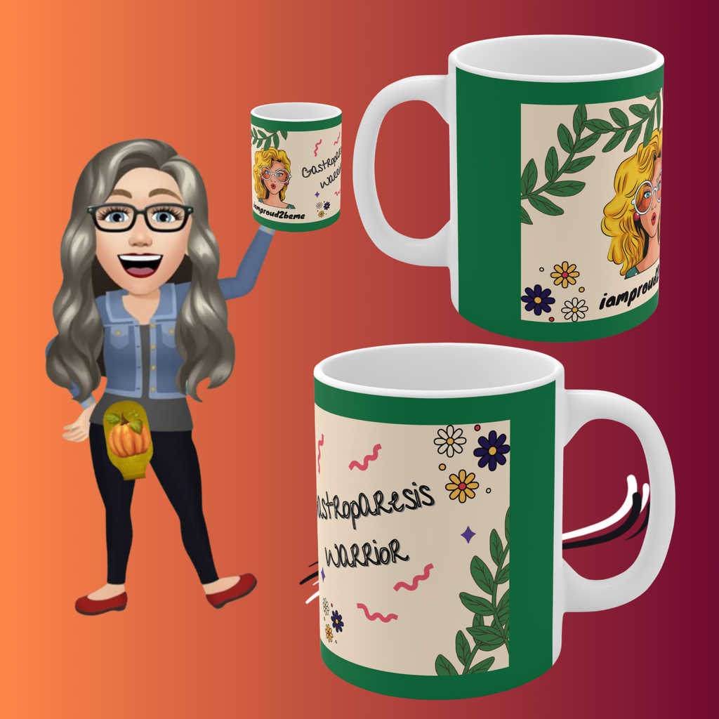 GASTROPARESIS WARRIOR White Ceramic Mug (lt. peach/green)