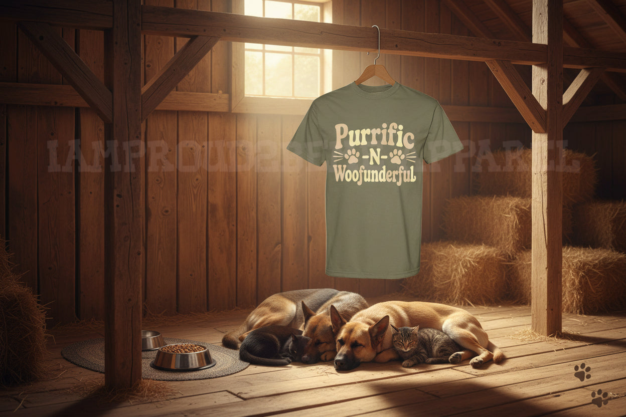 Purrific-n-Woofunderful T-Shirt|Fill The Bowls|Iamproud2beme Apparel|Woman At The Well Unleashed