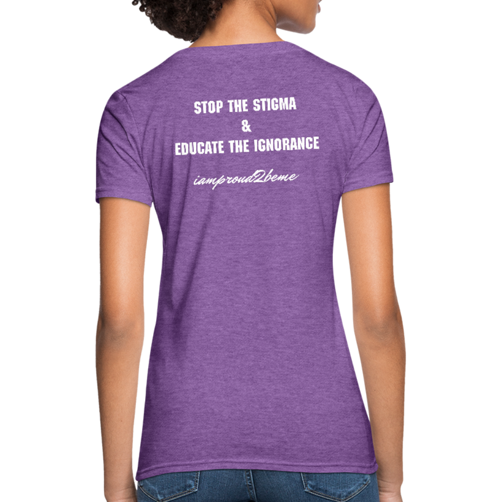 Women's T-Shirt Migraine Warrior Stop The Stigma - purple heather