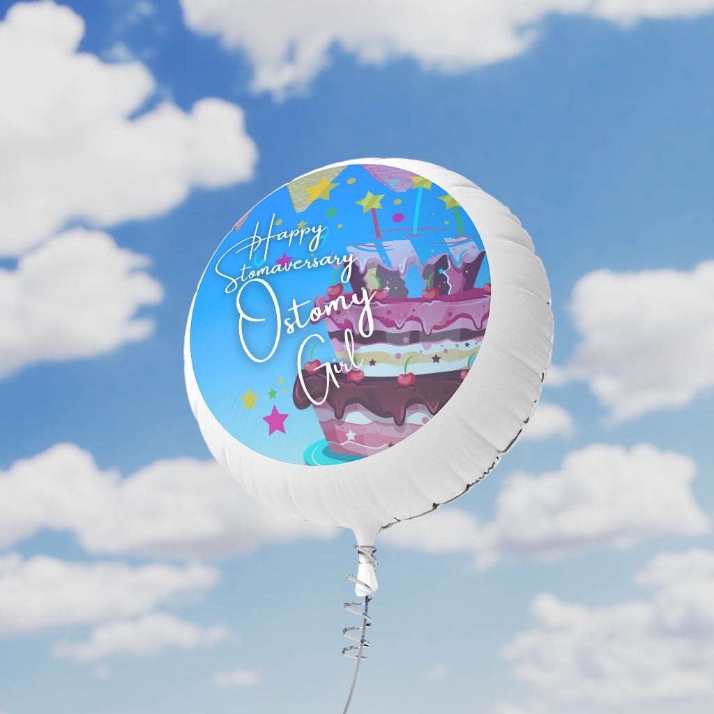 HAPPY STOMAVERSARY OSTOMY GIRL Mylar Helium Balloon