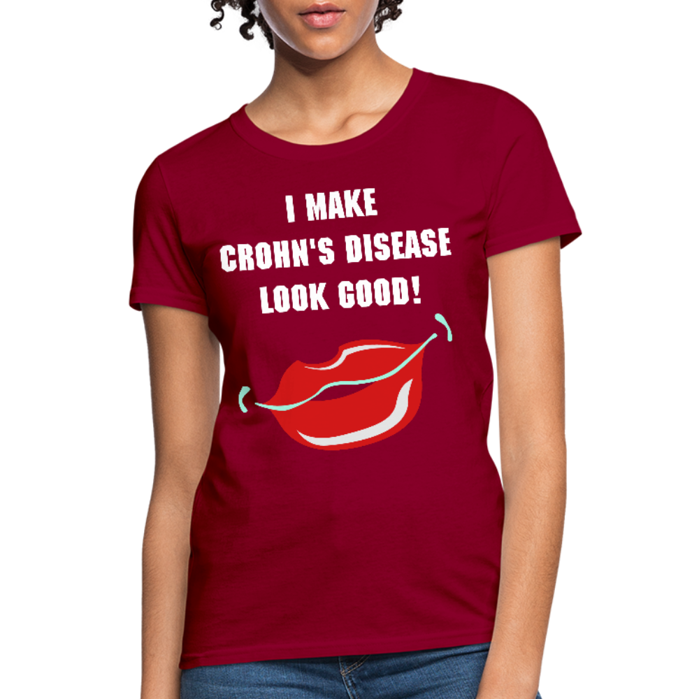 Women's T-Shirt Crohn's Disease Awareness - dark red