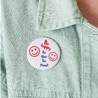 BE HAPPY Buttons large 2.2'' (5-pack) red/blue