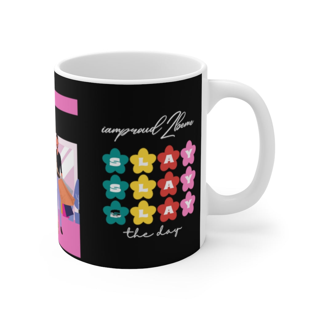 SLAY THE DAY White Ceramic Mug