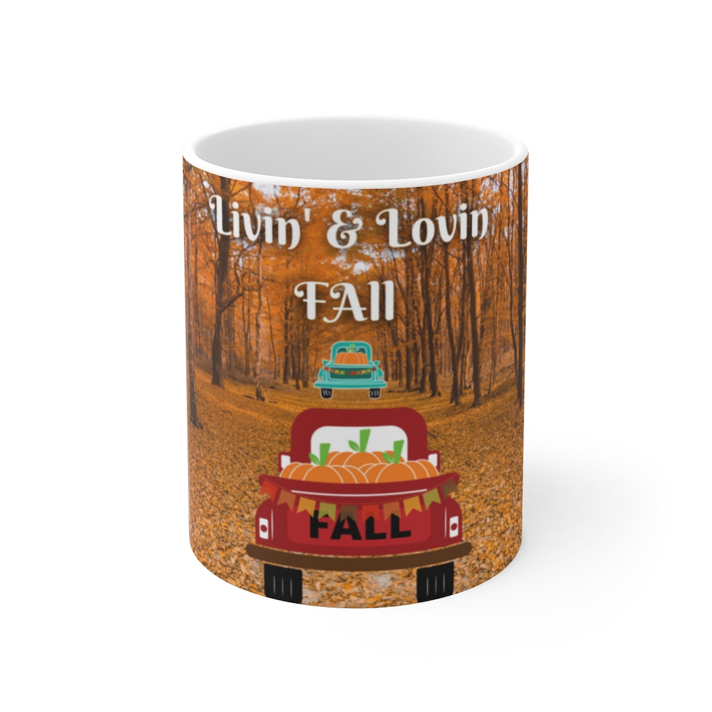 LIVIN' & LOVIN' FALL White Ceramic Mug