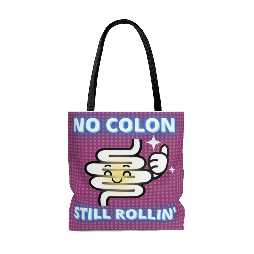 NO COLON STILL ROLLIN' Practical Tote Bag (purple pattern)