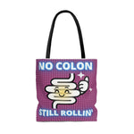 NO COLON STILL ROLLIN' Practical Tote Bag (purple pattern)