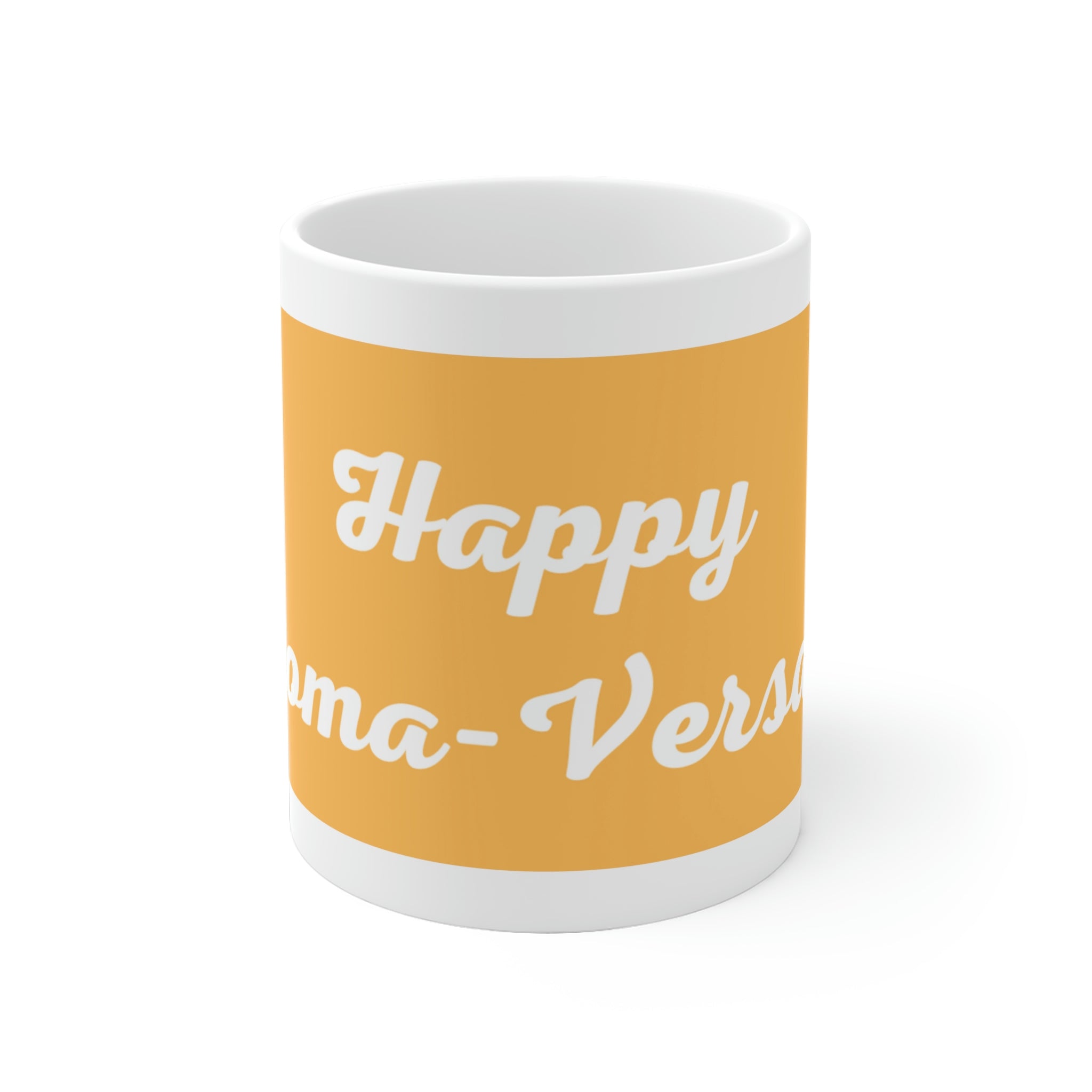 HAPPY STOMA-VERSARY White Ceramic Mug (peach/white)
