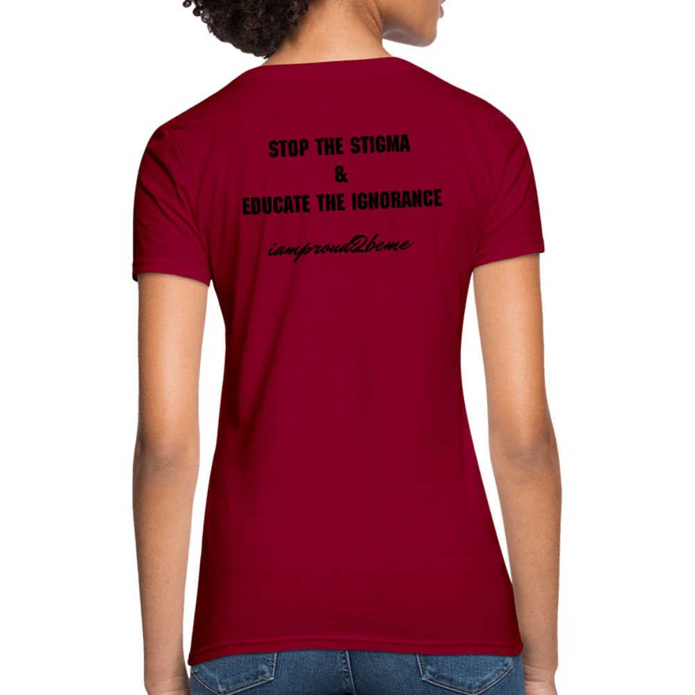 Women's T-Shirt Migraine Warrior Stop The Stigma - dark red