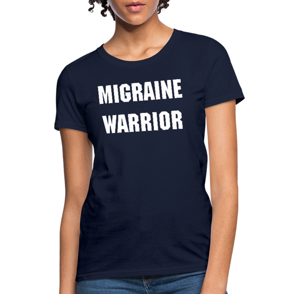 Women's T-Shirt Migraine Warrior Stop The Stigma - navy