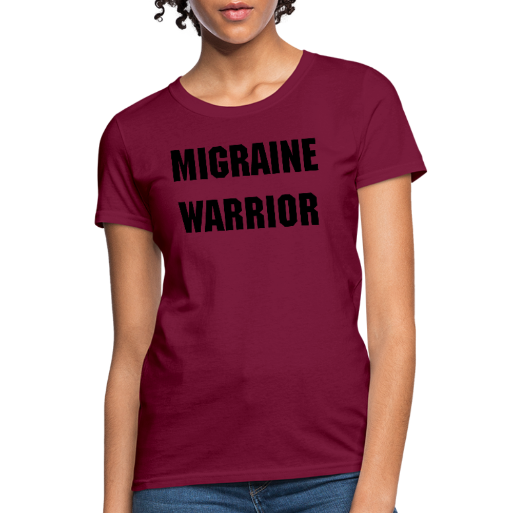 Women's T-Shirt Migraine Warrior Stop The Stigma - burgundy