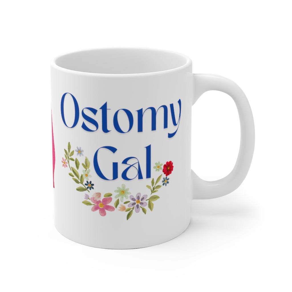 OSTOMY GAL FLOWERS White Ceramic Mug