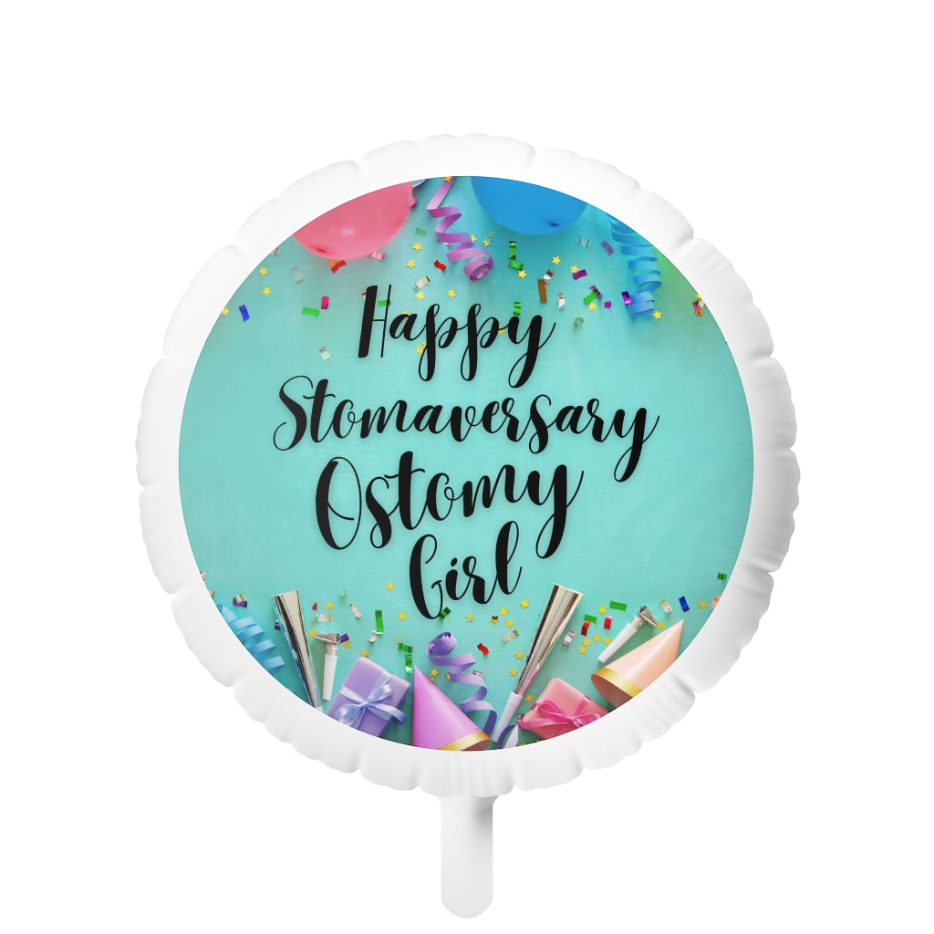 HAPPY STOMAVERSARY OSTOMY GIRL Mylar Helium Balloon