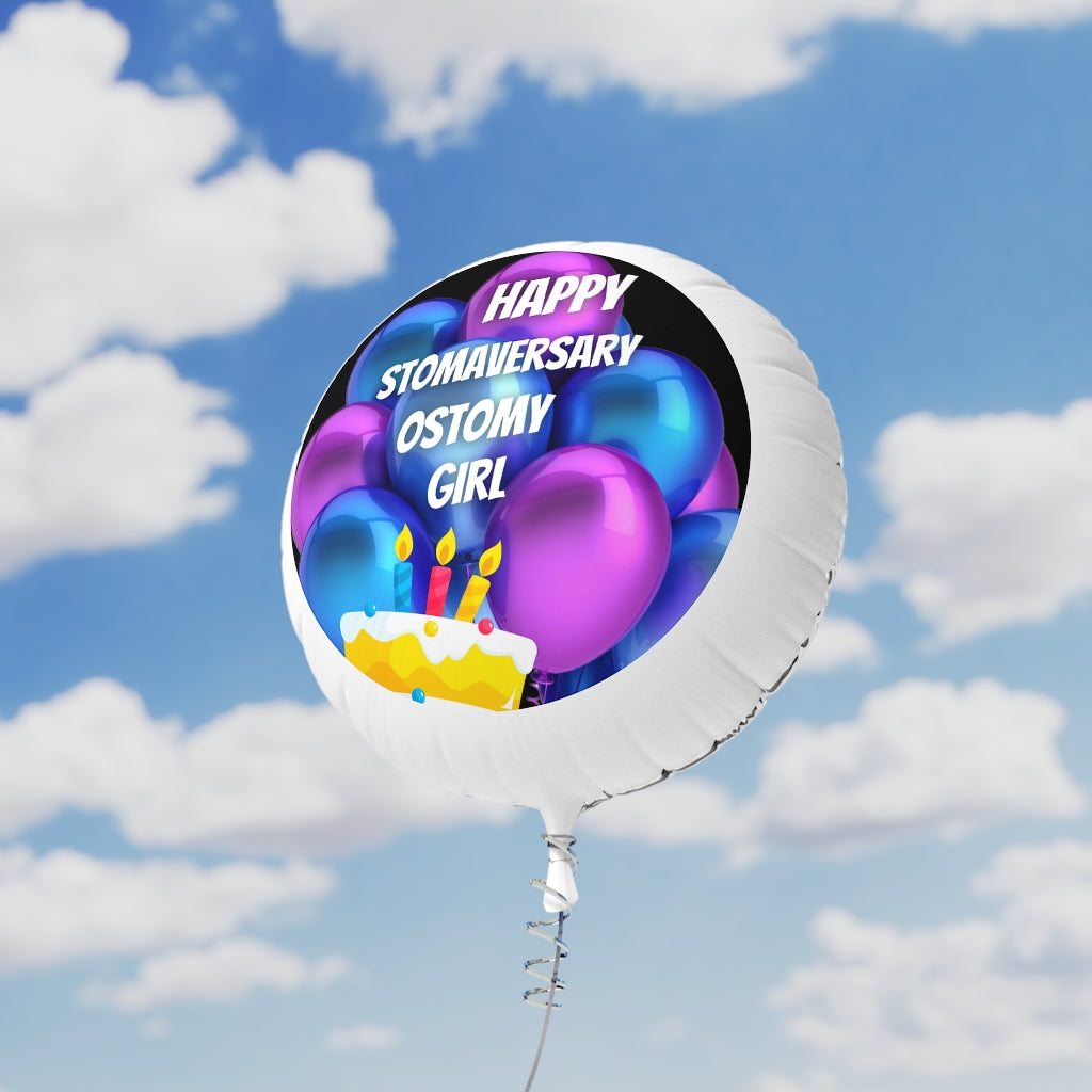 HAPPY STOMAVERSARY OSTOMY GIRL Mylar Helium Balloon