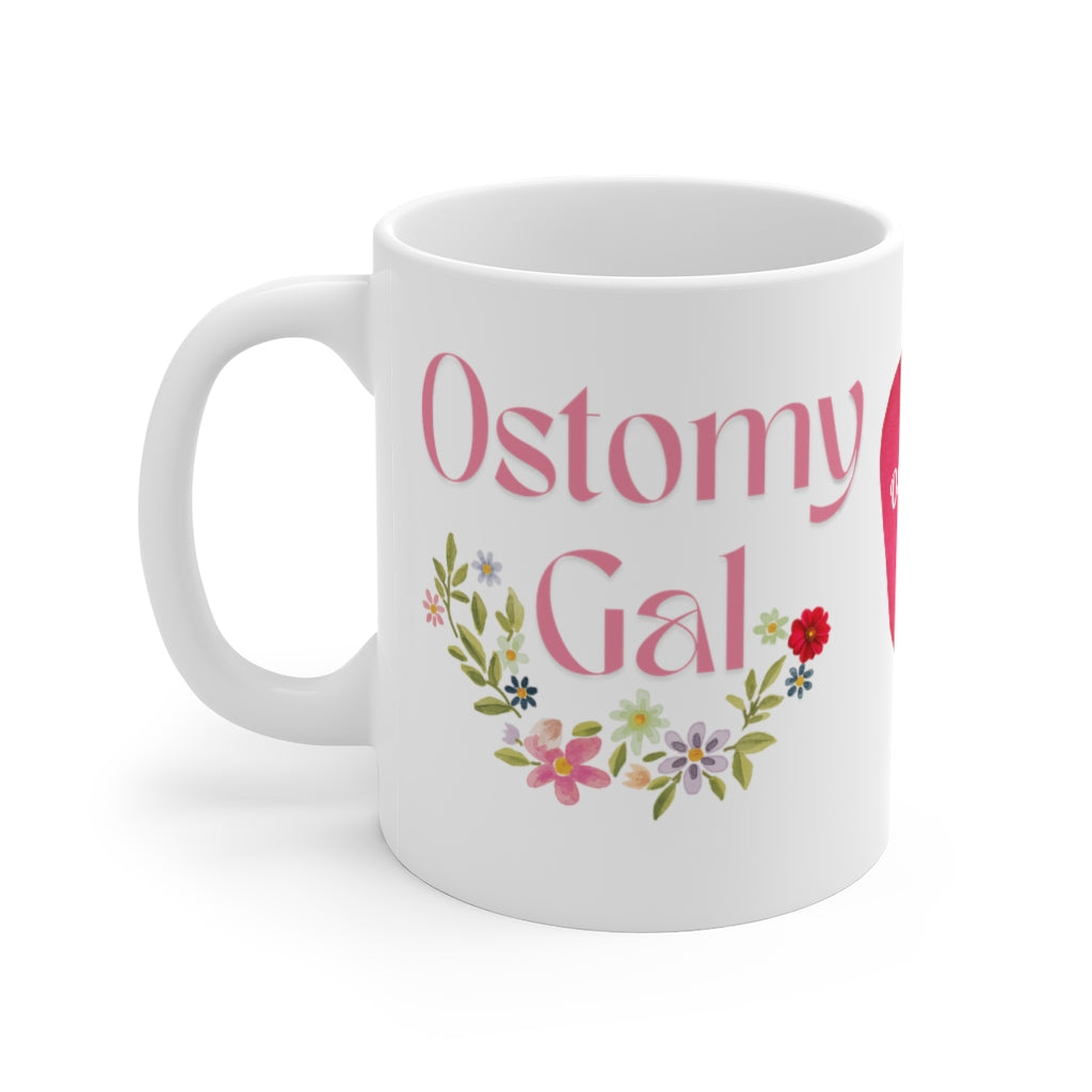 OSTOMY GAL FLOWERS White Ceramic Mug
