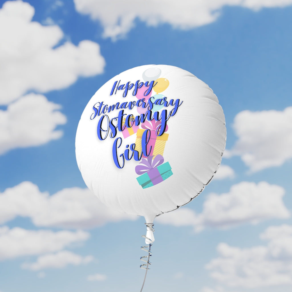 HAPPY STOMAVERSARY OSTOMY GIRL Mylar Helium Balloon