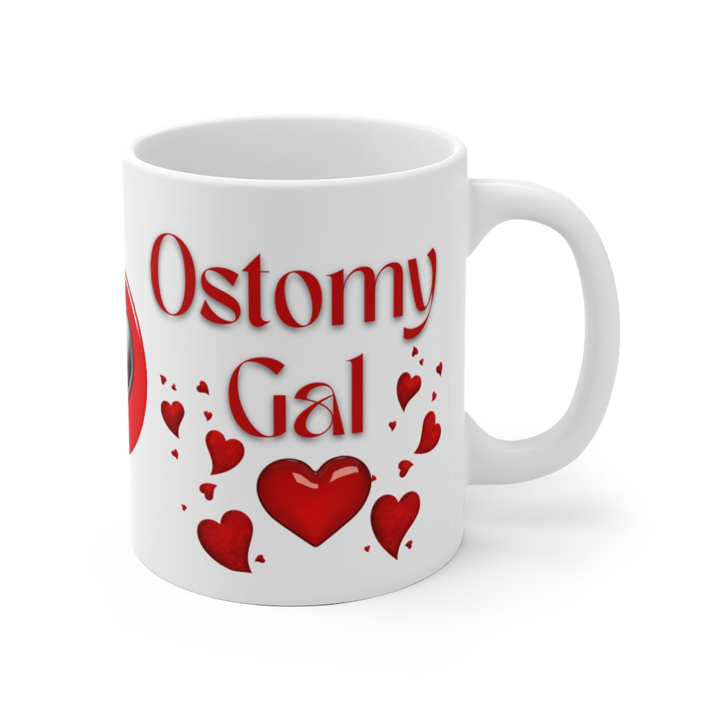 OSTOMY GAL HEARTS White Ceramic Mug
