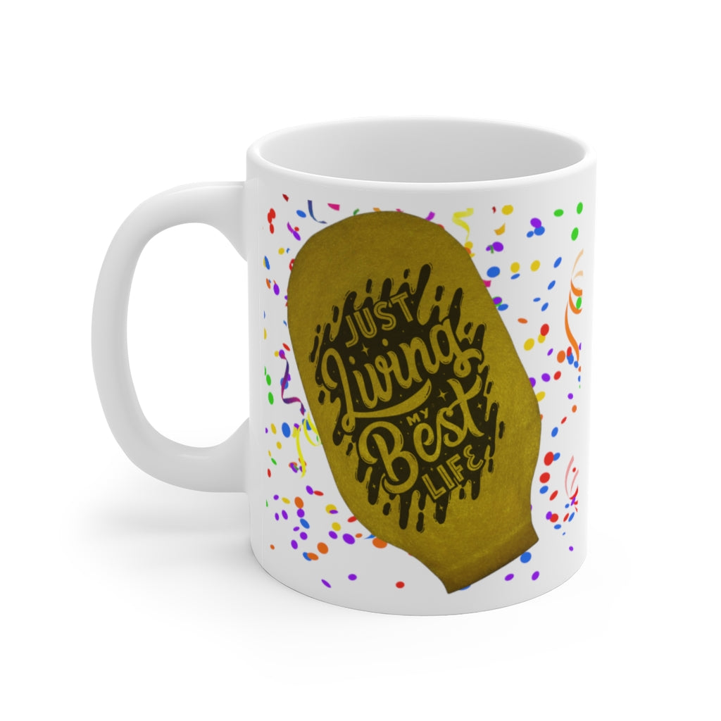 LIVING THE BEST LIFE OSTOMY BAG White Ceramic Mug