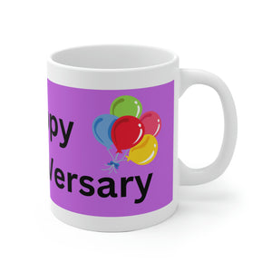 HAPPY STOMA-VERSARY White Ceramic Mug (purple)
