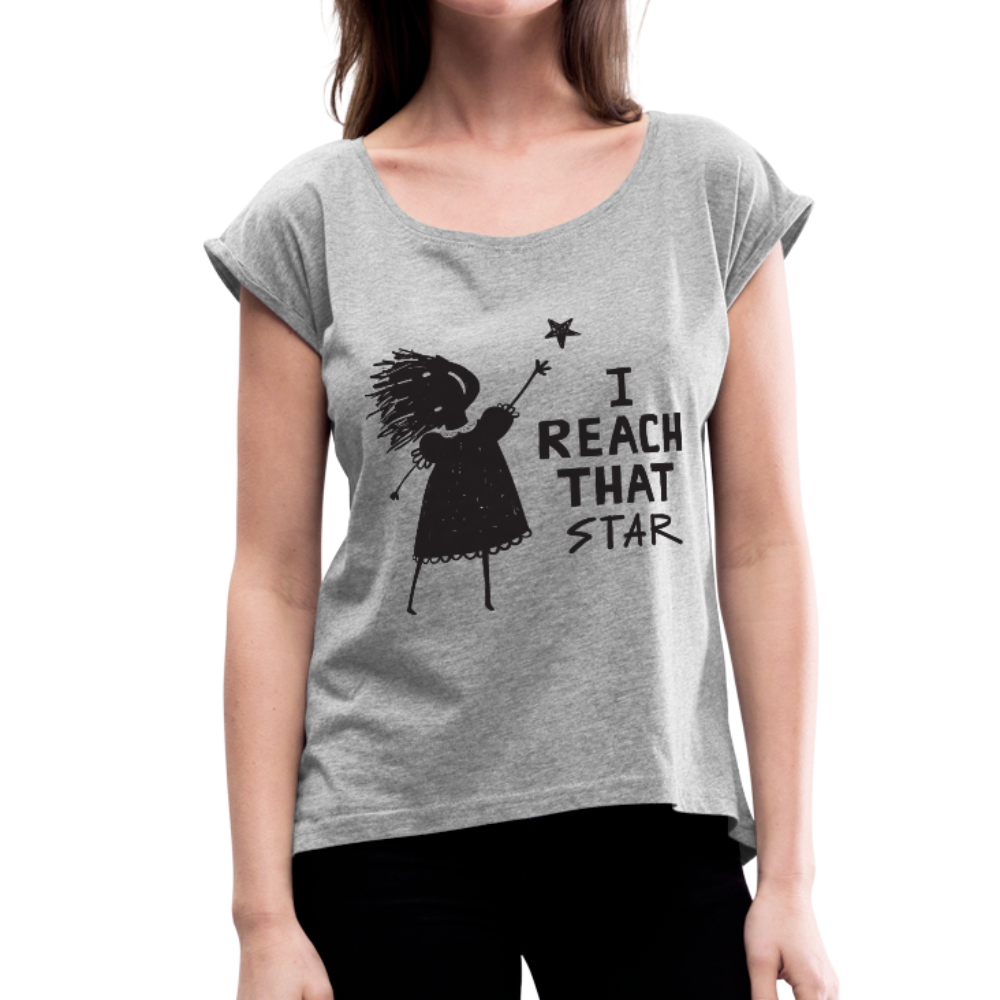 T-Shirt Womens Roll Cuff - heather gray