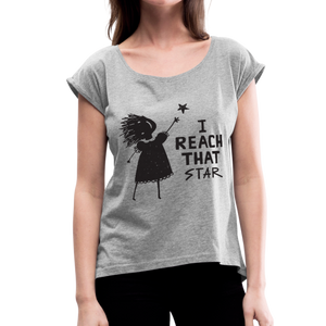 T-Shirt Womens Roll Cuff - heather gray