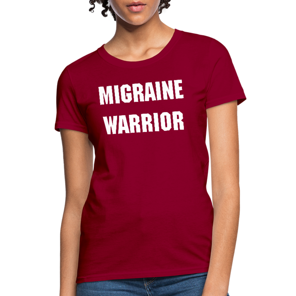 Women's T-Shirt Migraine Warrior Stop The Stigma - dark red