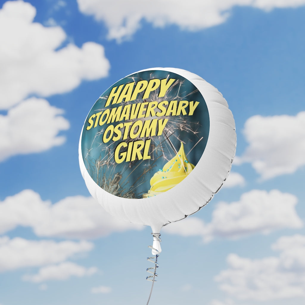 HAPPY STOMAVERSARY OSTOMY GIRL Mylar Helium Balloon