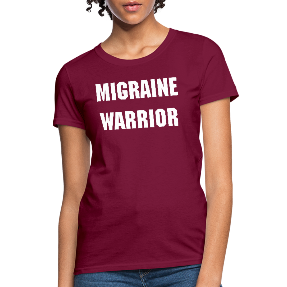Women's T-Shirt Migraine Warrior Stop The Stigma - burgundy