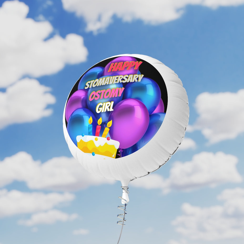 HAPPY STOMAVERSARY OSTOMY GIRL Mylar Helium Balloon